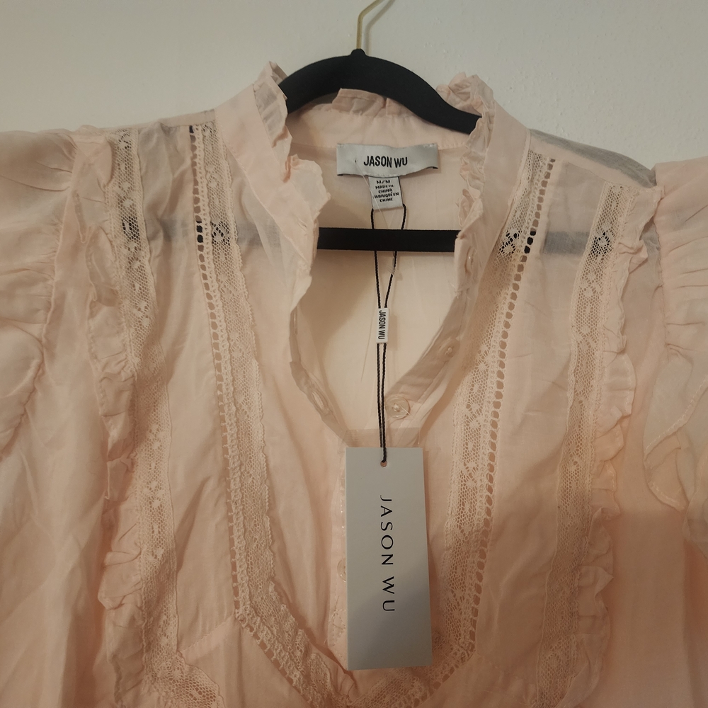 Jason Wu Pink Lace Detail Women's Top